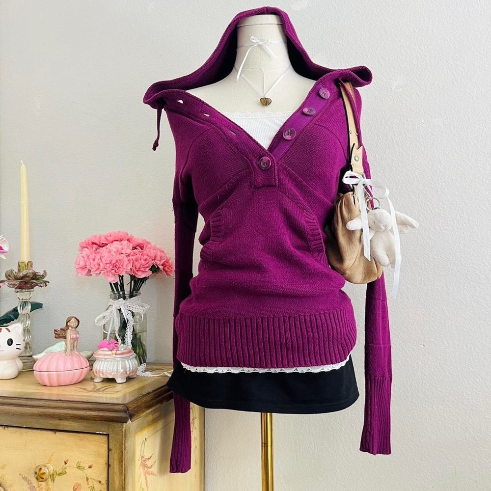 Aero Vintage Hooded Button-Up Sweater